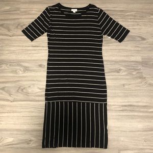 LuLaRoe Julia Midi Dress Black & White Striped